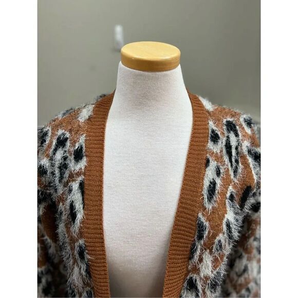 Buckle Daytrip S open front camel eyelash/fuzzy animal print cardigan - polyeste - Picture 3 of 8